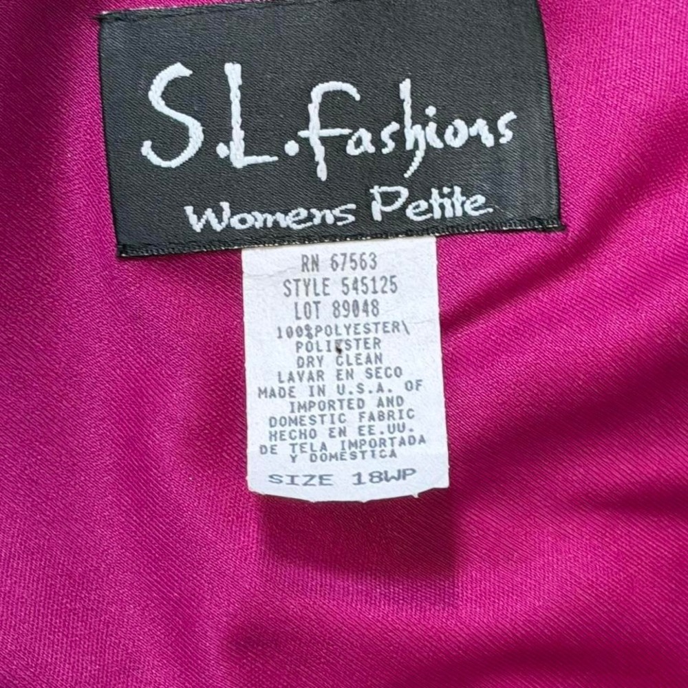 Vintage 2005 SL Fashions Fuschia Chiffon Midi Dress, Women's Size 18WP‎ - Picture 8 of 11